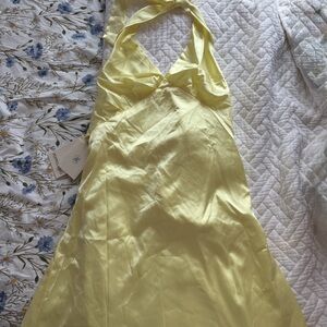 Peppermayo Pale Yellow Halter Mini Dress